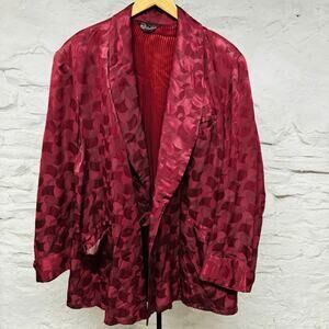Vintage Rabhor Silky/Satin Smoking Jacket Patterned Playboy Robe Hugh Hefner